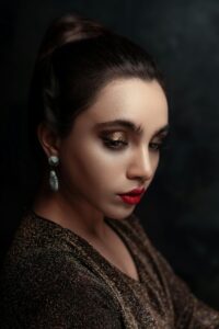 Close-Up Photo of a Beautiful Woman with Red Lipstick