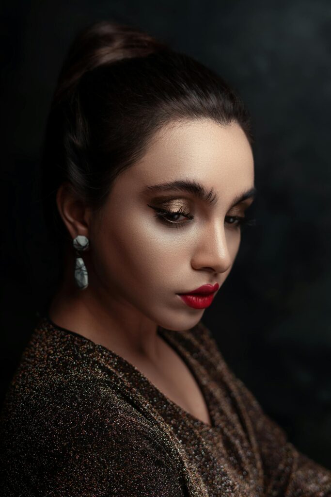 Close-Up Photo of a Beautiful Woman with Red Lipstick
