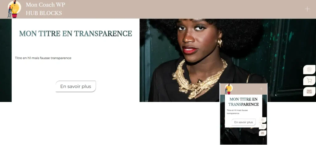 banner hero, titre en simili transparence